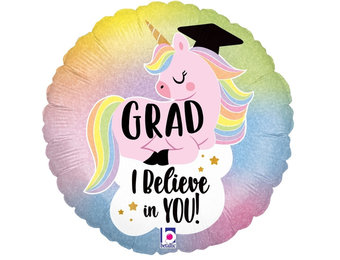 Glitter Pastel Unicorn Grad Holographic - B18"/45