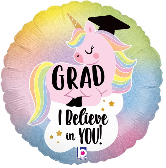 Glitter Pastel Unicorn Grad Holographic - 18 inch - Betallic