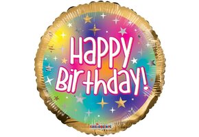 Happy Birthday Gold and Ombre Multicolour - K18"