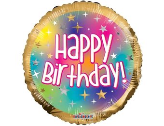 Happy Birthday Gold and Ombre Multicolour - K18"