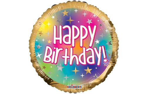 Happy Birthday Gold and Ombre Multicolour - K18"