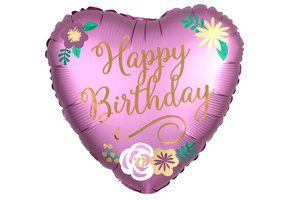 Heart - Birthday - Satin Flowers - 18 inch - Anagram