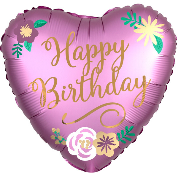 Heart Birthday Satin Flowers - A18"/45cm