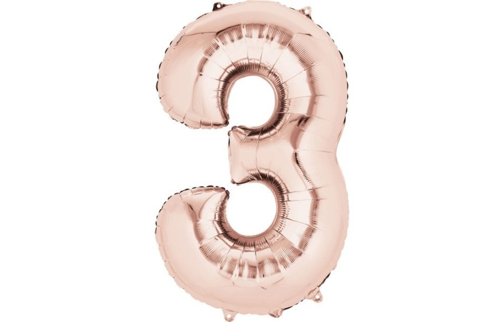 SALE > Cijfer Mini Rose Gold 3 - 16 inch - zelfsluitend!