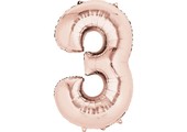 SALE > Cijfer Mini Rose Gold 3 - 16"/40cm zelfsluitend!