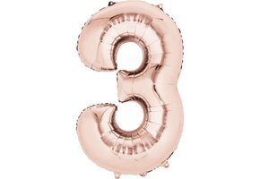 SALE > Cijfer Mini Rose Gold 3 - 16"/40cm zelfsluitend!