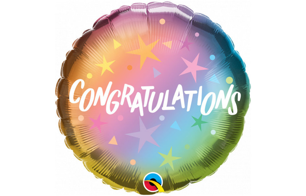 Congratulations Ombre & Stars - 18 inch - Qualatex