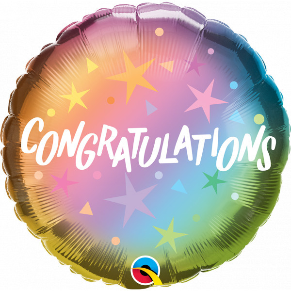 Congratulations Ombre & Stars - 18 inch - Qualatex