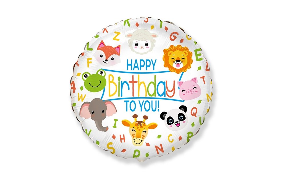 Happy Birthday To You Animals - 18 inch - Flex Metal