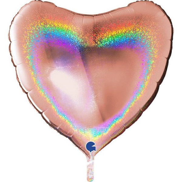 SALE > Heart - Glitter Holographic - Rose Gold - 36"/91cm