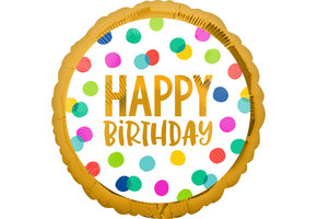 Happy Bday Colored Dots - A18"/45cm