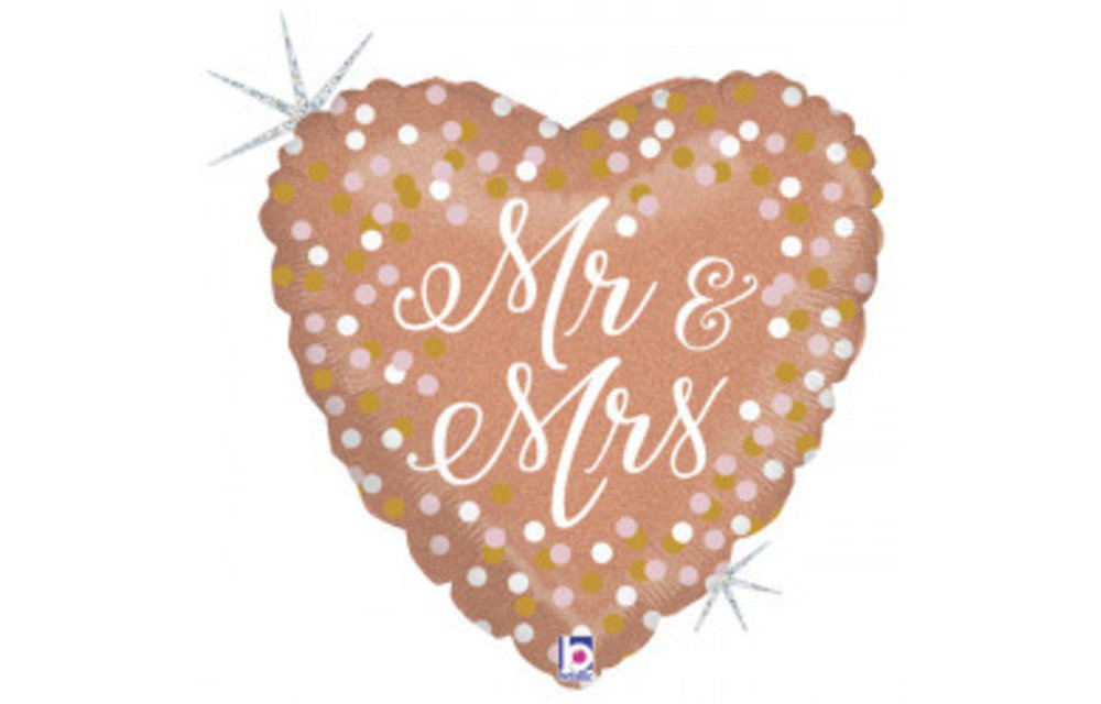 Mr & Mrs Rose Gold Glitter - 18 inch - Betallic