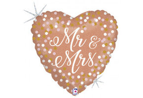 Mr & Mrs Rose Gold Glitter - B18"/45cm