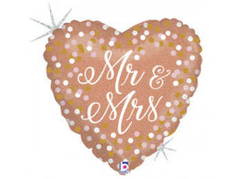 Mr & Mrs Rose Gold Glitter - 18 inch - Betallic