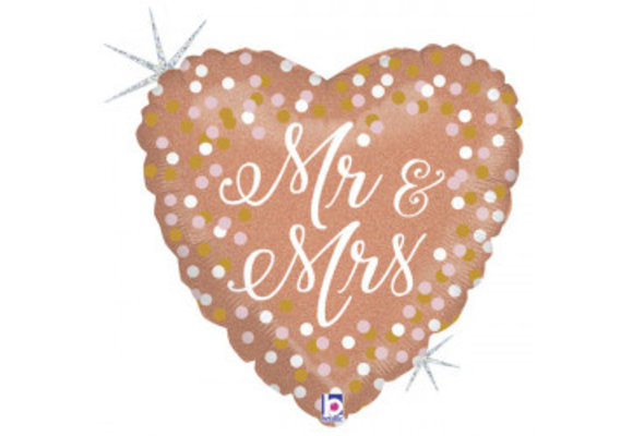 Mr & Mrs Rose Gold Glitter - 18 inch - Betallic