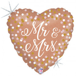 Mr & Mrs Rose Gold Glitter - 18 inch - Betallic