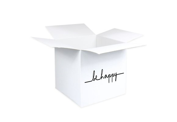 DOOS - White - BE HAPPY - 50x50x50cm - 5 stuks - AFHALEN