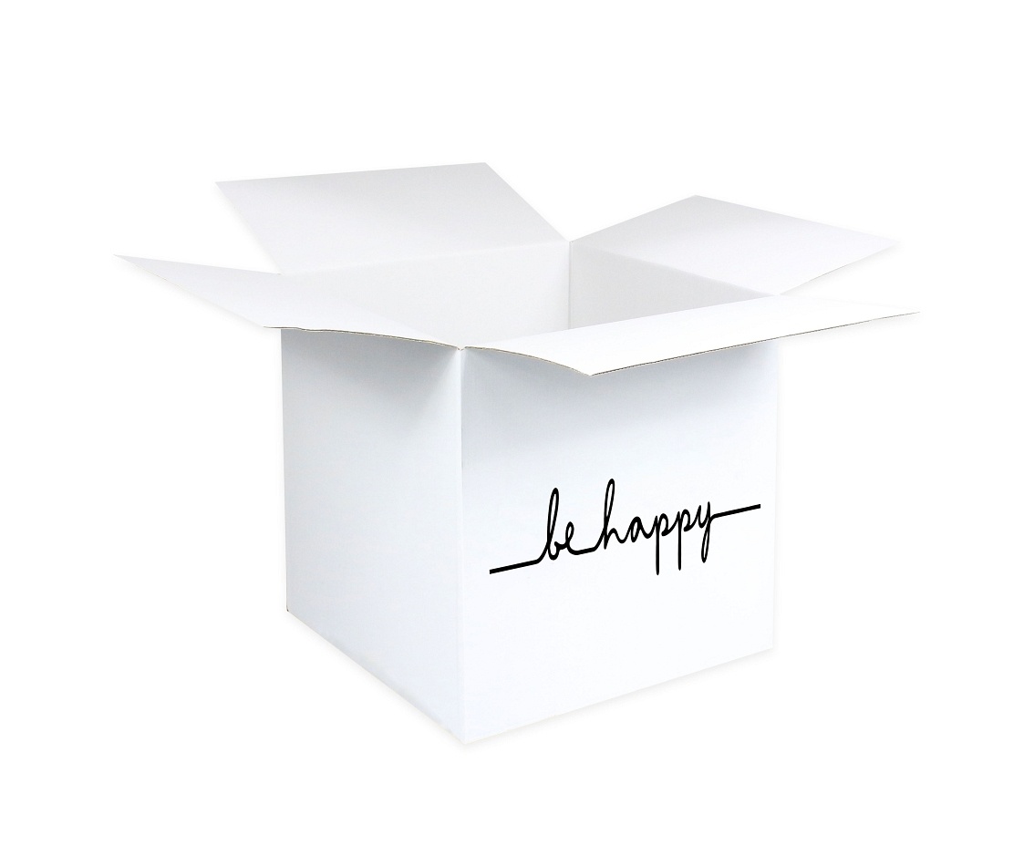 DOOS - White - Be Happy - 50x50x50cm - AFHALEN