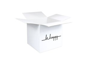 DOOS - White - Be Happy - 65x65x65cm - AFHALEN