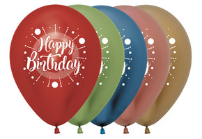 Sempertex 12 inch  - Happy Birthday Multicolor - Reflex Assortment - 900