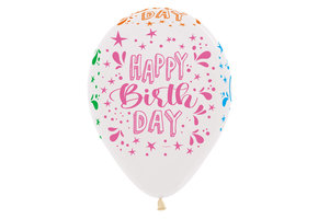 SALE > R12  - Happy Birthday - Neon Splash - Clear 390 - 25 pcs