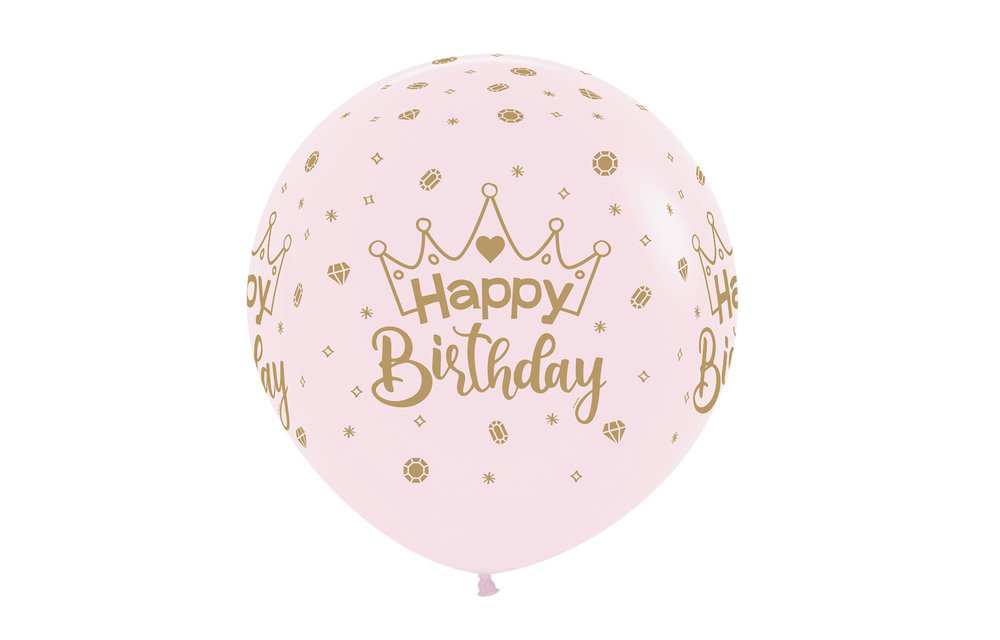 24 inch Sempertex - Happy Birthday - Crowns - Matte Pink 609 - 3 Pieces