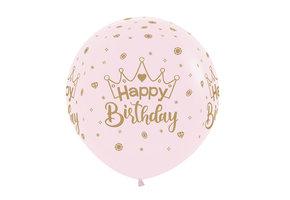 R24- Happy Birthday - Crowns - Matte Pink 609 - pcs