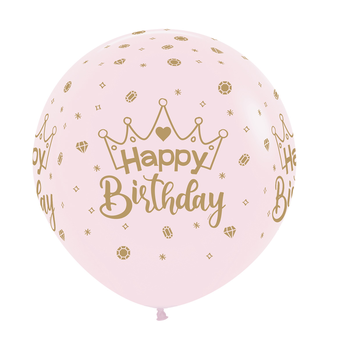 Sempertex 24 inch  - Happy Birthday - Crowns - Matte Pink 609