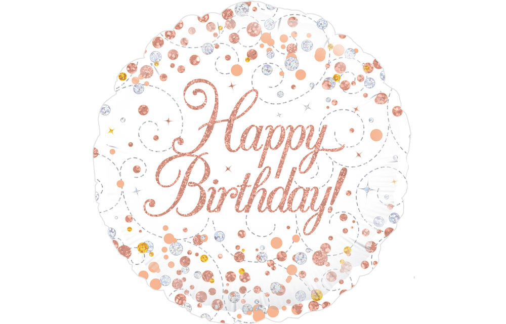 Sparkling Fizz - Birthday - White/Rose Gold - 18 inch - Oaktree