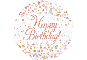 Sparkling Fizz - Birthday - White/Rose Gold - 18 inch - Oaktree