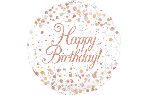 Sparkling Fizz - Birthday - White/Rose Gold - 18 inch - Oaktree