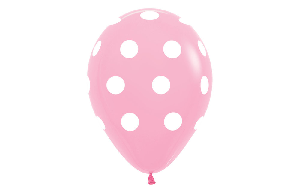 Sempertex 12 inch  - Polka Dots - Pink 009  - 25 pcs