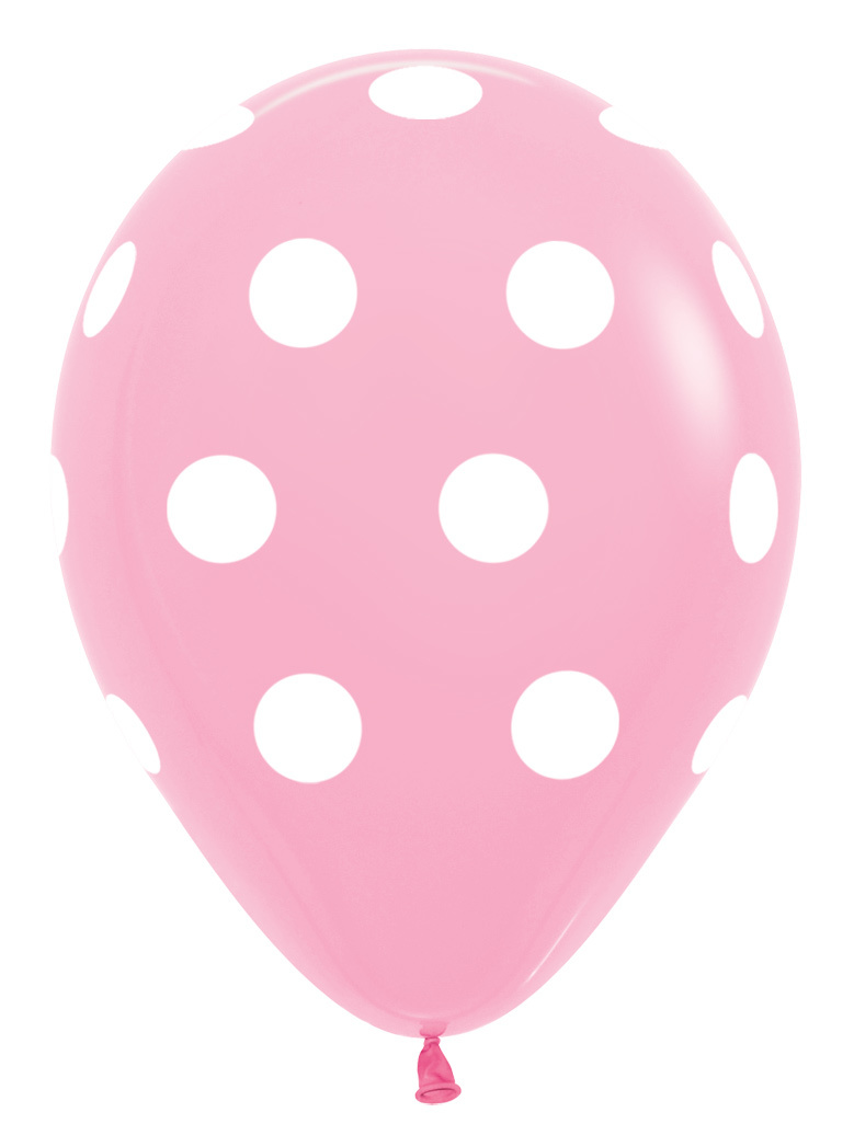 Sempertex 12 inch  - Polka Dots - Pink 009  - 25 pcs