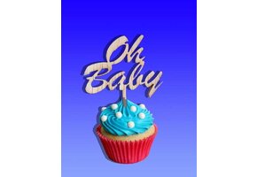 LS - CUPCAKE STEKER in hout - +/- 6x5cm - 10 pcs