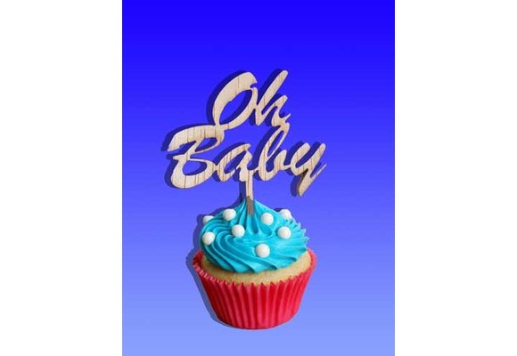 LS - CUPCAKE STEKER in hout - 6x5cm - 10 stuks