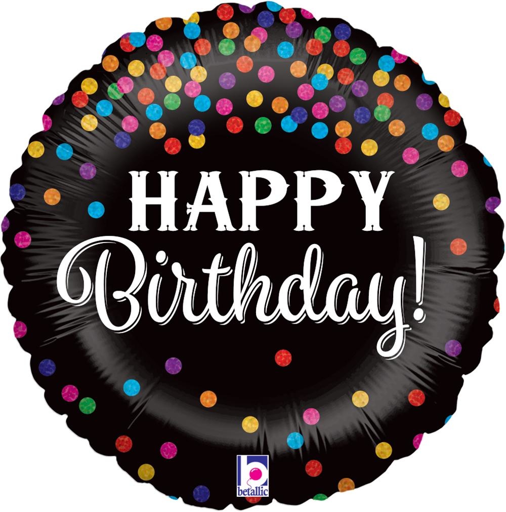 Glittering Birthday Confetti Holographic - B18"/45