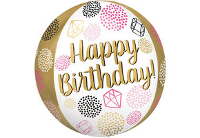 ORBZ - Happy Birthday Gems Gold - A38cm x 38cm