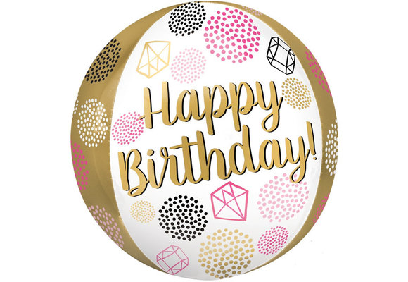 ORBZ - Happy Birthday Gems Gold - A38cm x 38cm