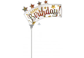 MICROFOIL - Glitter Banner Birthday - Satin White - 14 inch - Anagram
