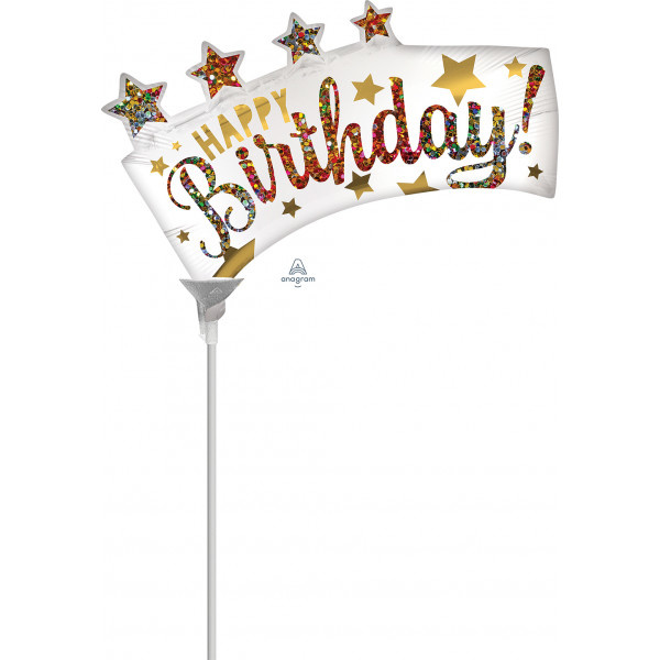 MICROFOIL - Glitter Banner Birthday - Satin White - 14 inch - Anagram