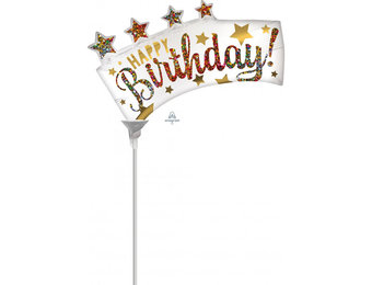 MICROFOIL - Glitter Banner Birthday - Satin White - 14 inch - Anagram - Airfilled