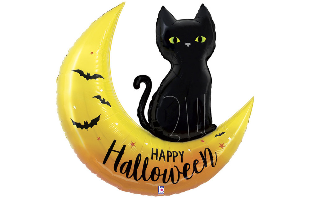 Happy Halloween - Moon & Cat - 41 inch - Betallic