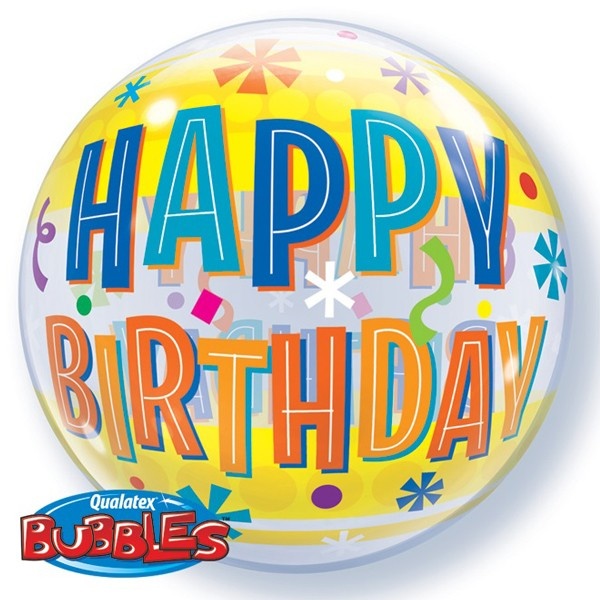 BUBBLE Birthday Fun & Yellow Bands - 22"/56cm