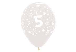 Sempertex 12 inch  - Cijfer 5 - Crystal Clear 390