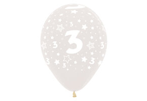 Sempertex 12 inch  - Cijfer 3 - Crystal Clear 390