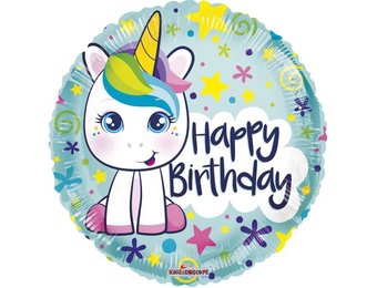 Cute Unicorn Happy Birthday - Pink - K18"