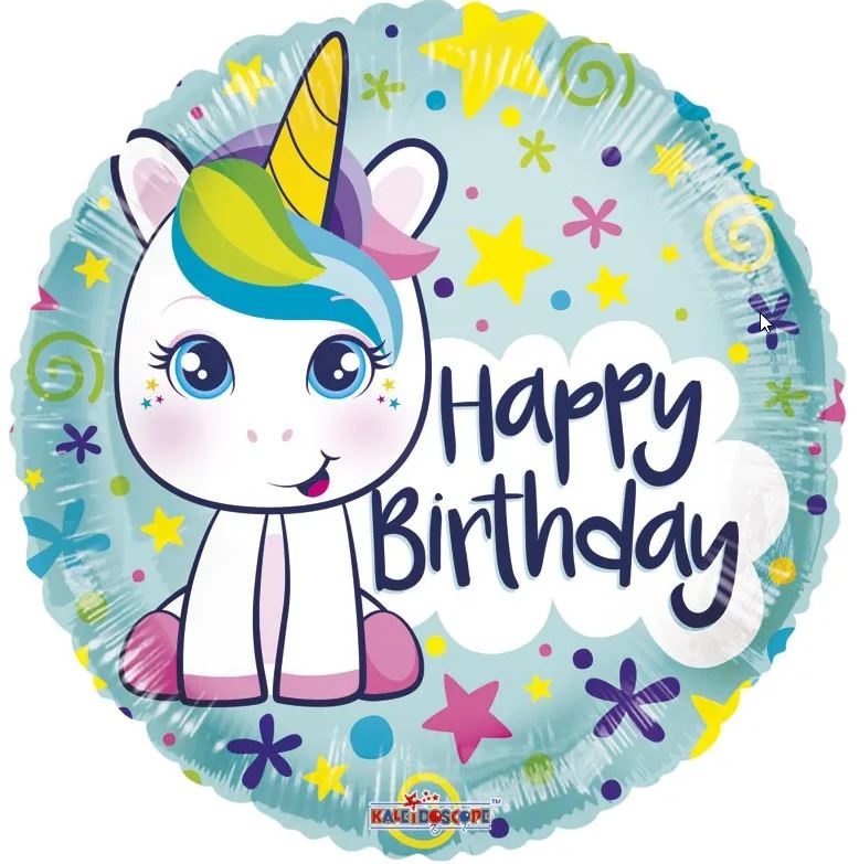 Cute Unicorn Happy Birthday - Pink - K18"