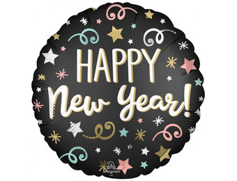 New Year Confetti - Satin Black - A18"/45cm