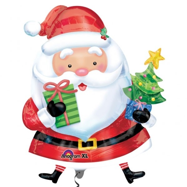 Santa With Tree Supershape - A93cm x 66cm
