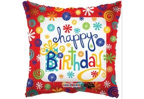 Pillow - Happy Birthday Swirls - 18 inch - Kaleidoscope